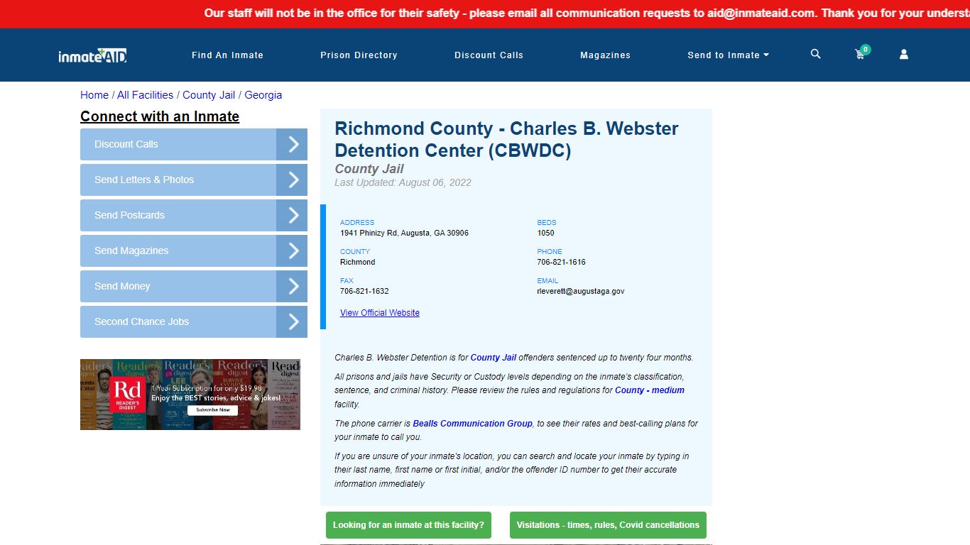 Richmond County - Charles B. Webster Detention Center ...